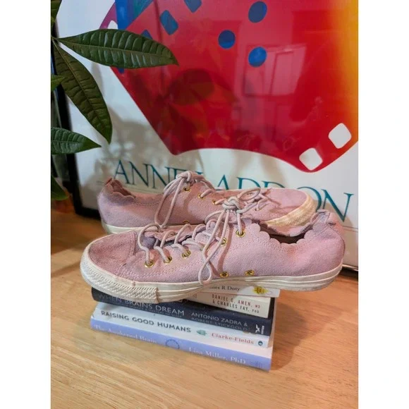Converse CT All Star Frilly Thrills Low Pink Foam Suede Sneakers Size 10 - Picture 5 of 10